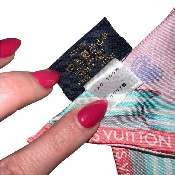 LOUIS VUITTON RARE REVERSIBLE 100% SILK BANDEAU SCARF W/ COA - Picture 8 of 11